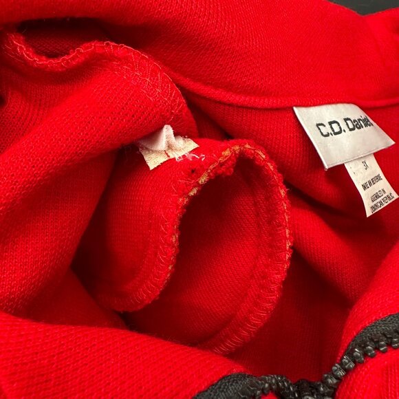 Vintage Womens 3X Red Cardigan Jacket Black Trim CD Daniels 1990s Shoulder Pads - Picture 8 of 12